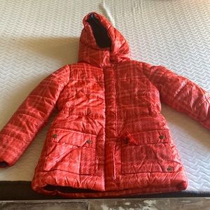 Orange jacket with blue inside